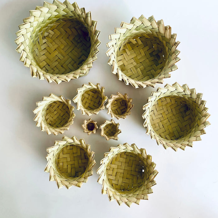 Palm Fiber Nested Baskets - Set of 10