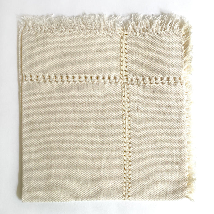 Pedal Loom Handwoven Cotton Napkins - Creamy White - Set of 4