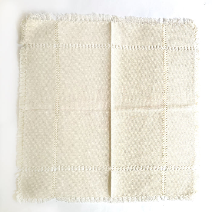 Pedal Loom Handwoven Cotton Napkins - Creamy White - Set of 4