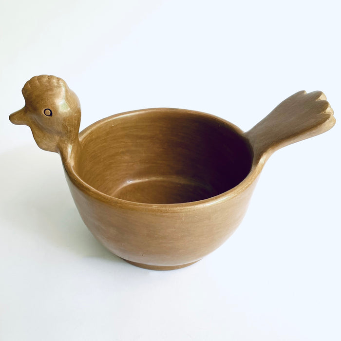 Burnished Clay Hen Salsa Bowl - Tan