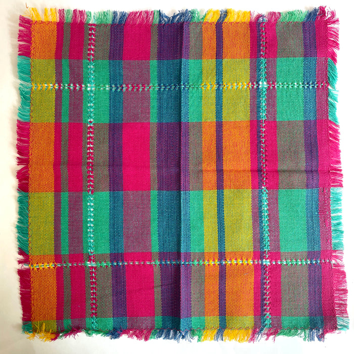 Pedal Loom Handwoven Cotton Napkins - Spring - Set of 4
