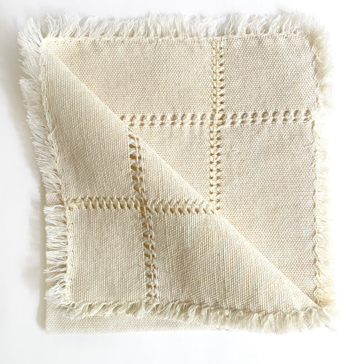Pedal Loom Handwoven Cotton Napkins - Creamy White - Set of 4