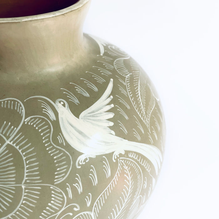 Burnished Clay Flower Vase - Beige
