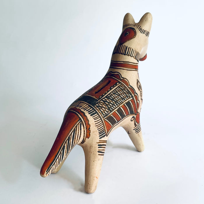 White Handpainted Clay Coin Bank - Dog