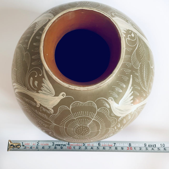 Burnished Clay Flower Vase - Beige