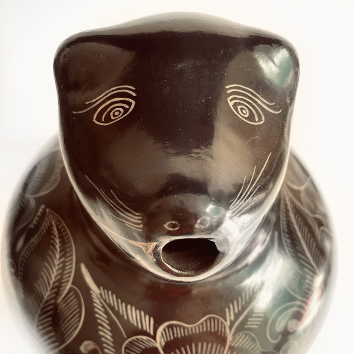 Burnished Clay Jaguar Pitcher - Brown