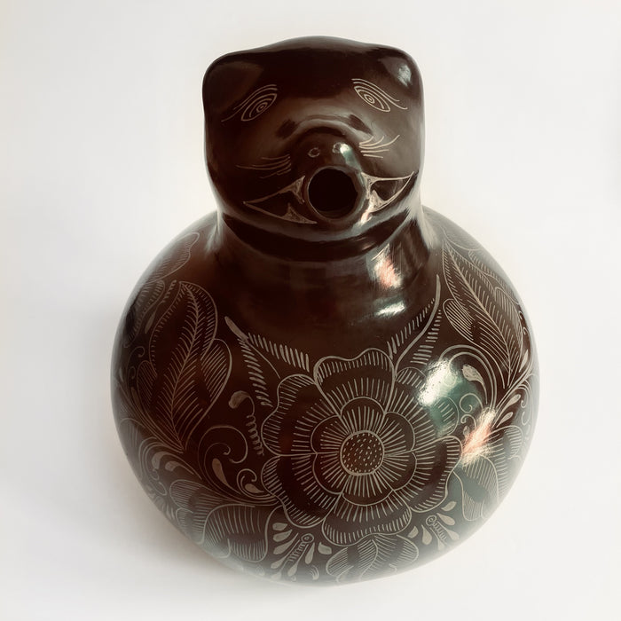 Burnished Clay Jaguar Pitcher - Brown