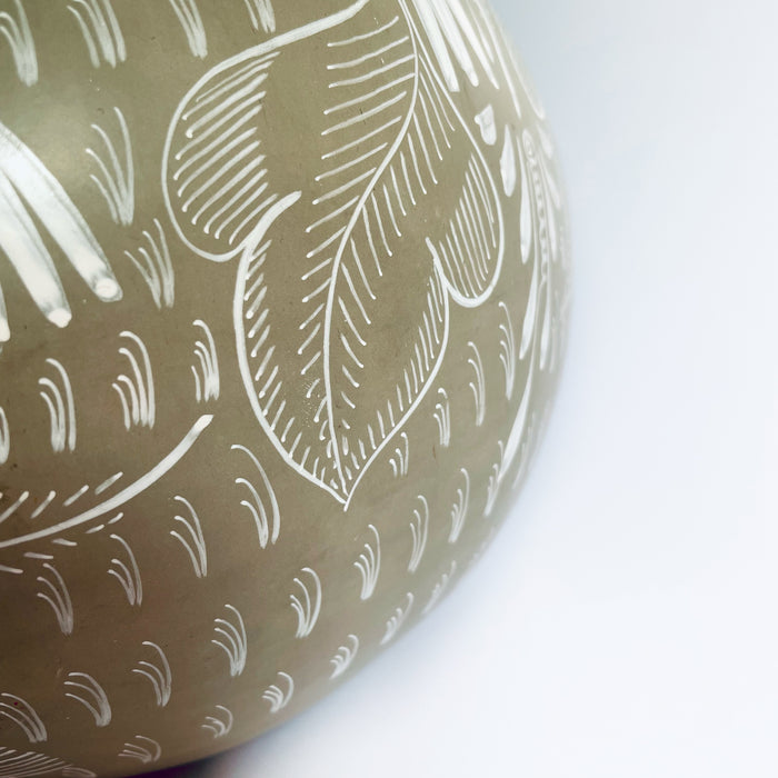 Burnished Clay Flower Vase - Beige
