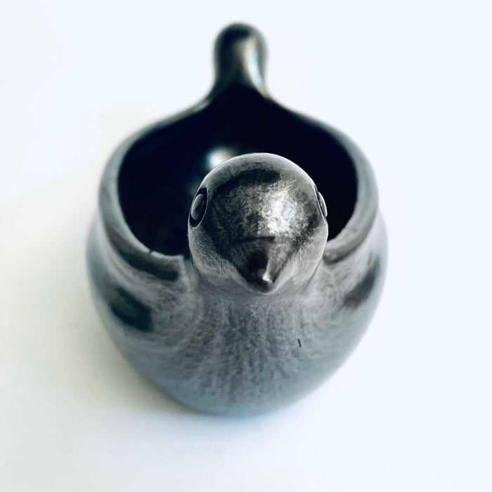 Burnished Clay Salsa Bowl with 2 Bird Heads - Black