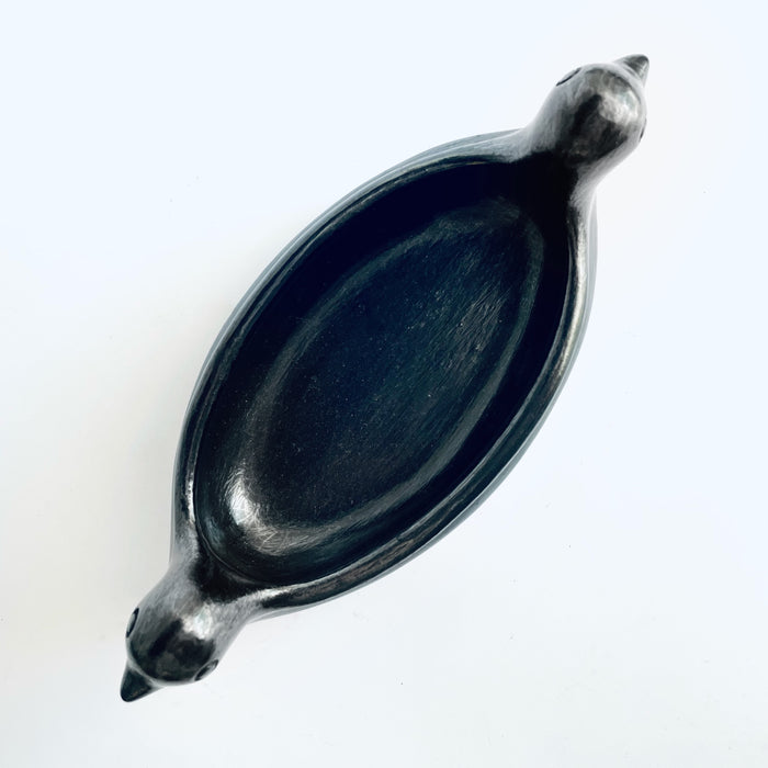 Burnished Clay Salsa Bowl with 2 Bird Heads - Black
