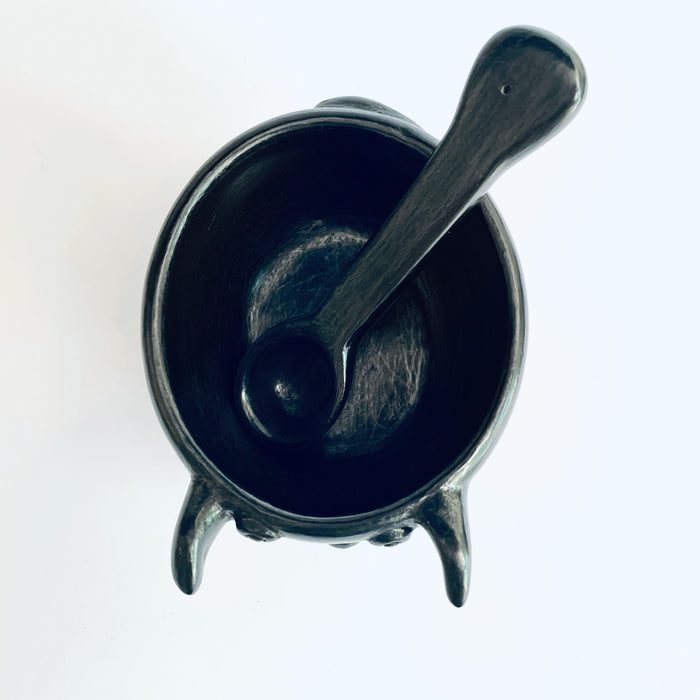 Burnished Clay Piglet Salsa Bowl - Black