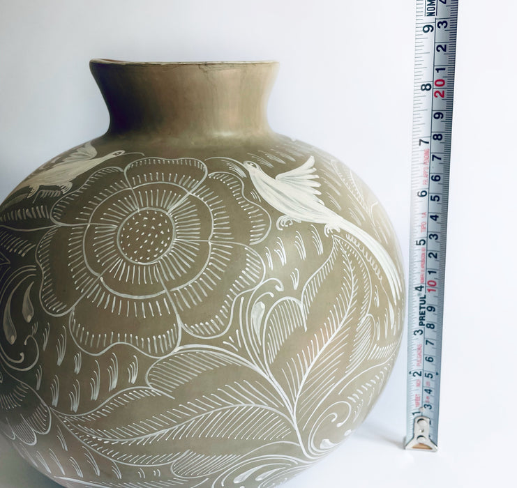Burnished Clay Flower Vase - Beige