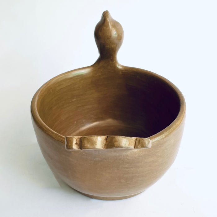 Burnished Clay Hen Salsa Bowl - Tan