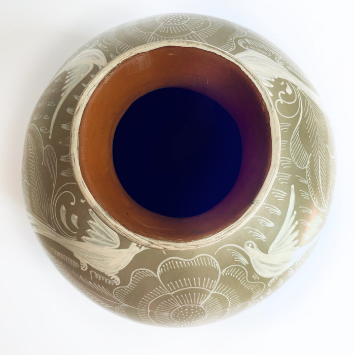 Burnished Clay Flower Vase - Beige