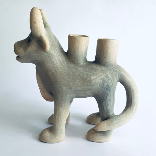 White Clay Candleholder - Bull