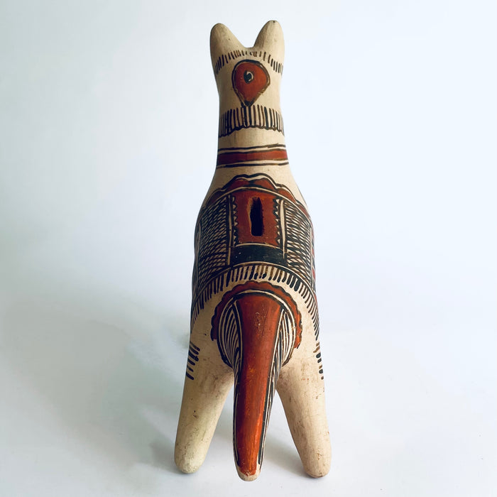 White Handpainted Clay Coin Bank - Dog