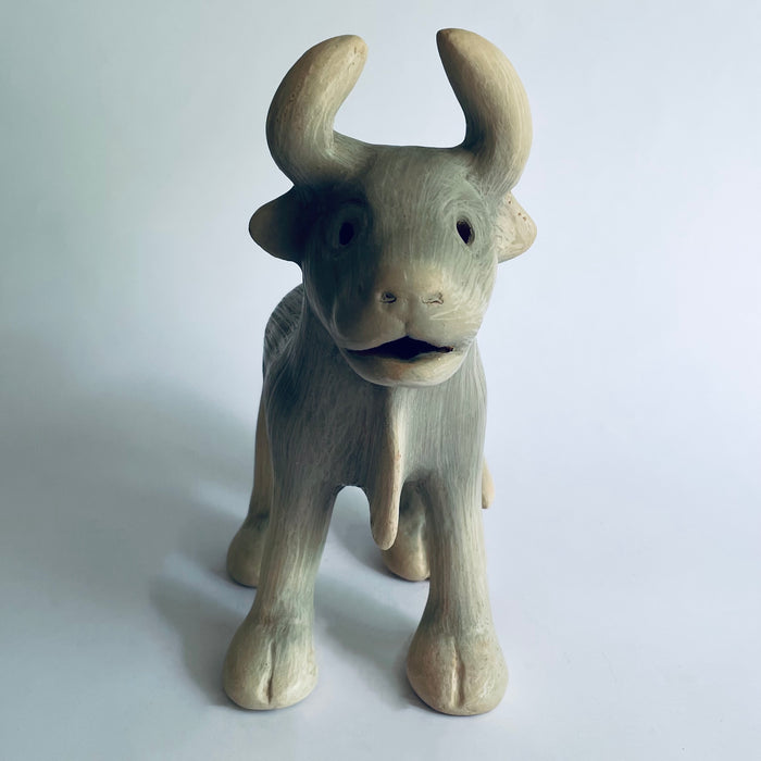 White Clay Candleholder - Bull
