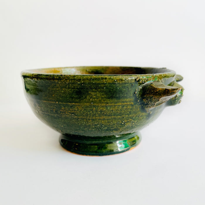 Mini Green Glazed Clay Mortar & Salsa Bowl - Piglet