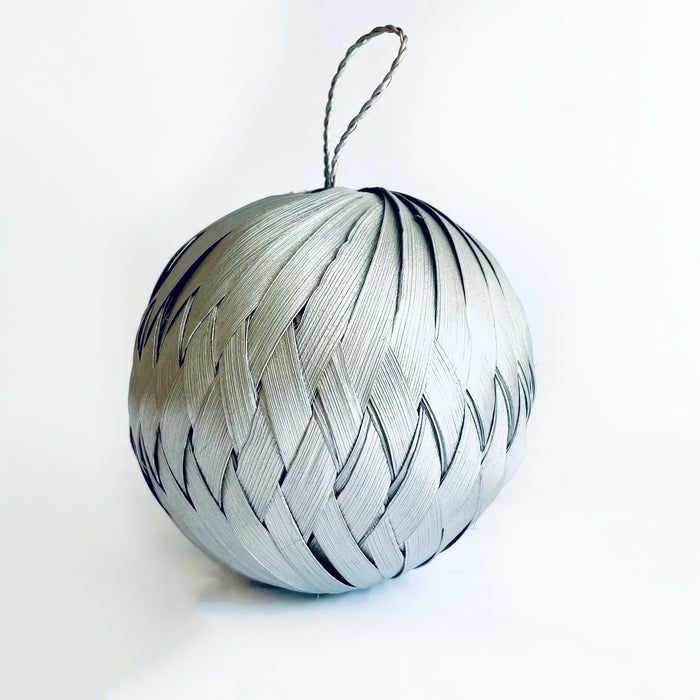 Palm Fiber Ornamental Sphere - Silver