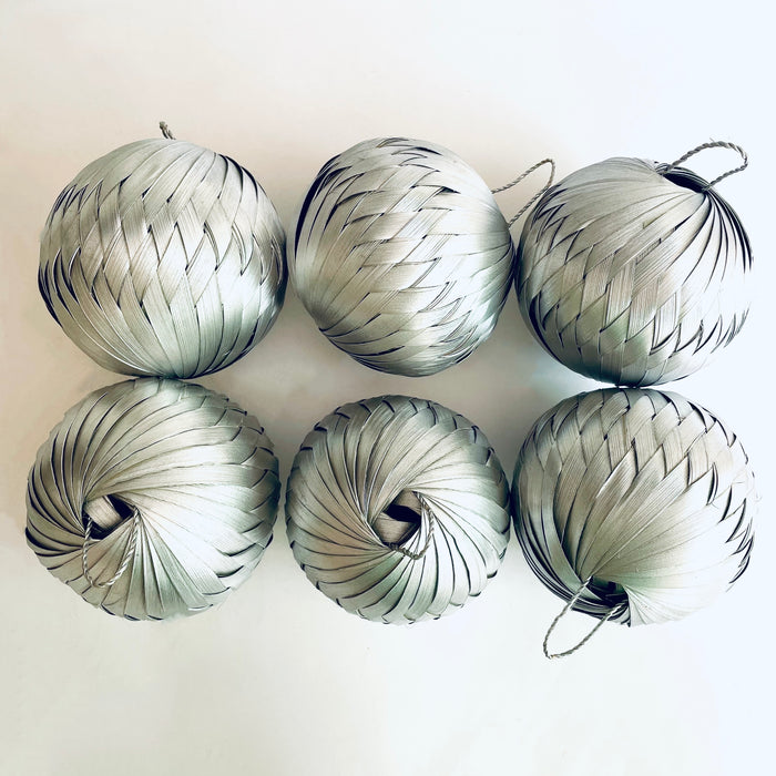 Palm Fiber Ornamental Sphere - Silver