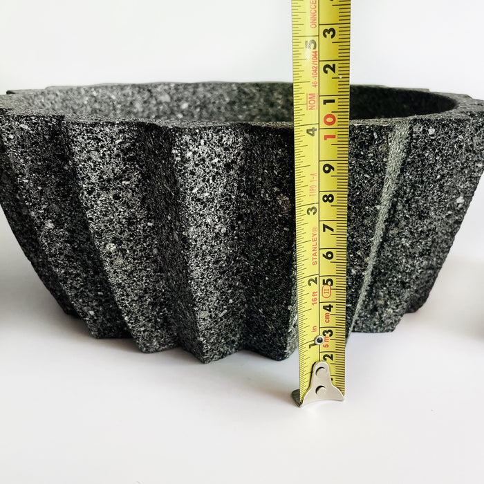 Volcanic Rock Mortar & Pestle - Molcajete - Barrel (Biznaga) Cactus - 10"