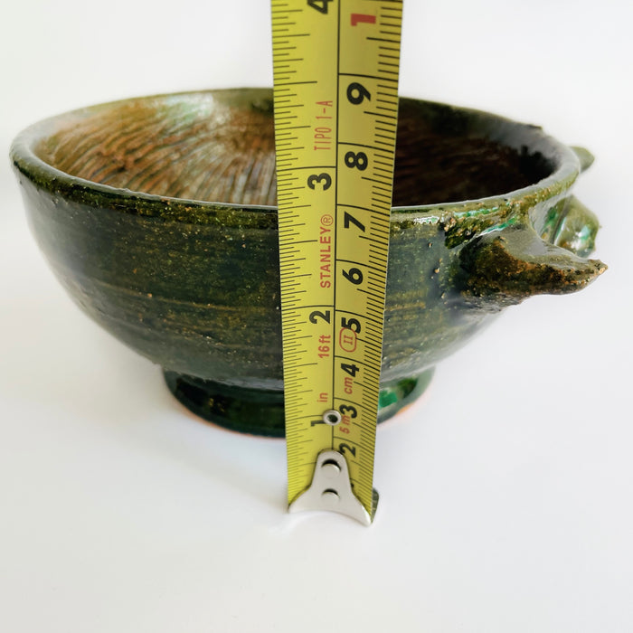 Mini Green Glazed Clay Mortar & Salsa Bowl - Piglet