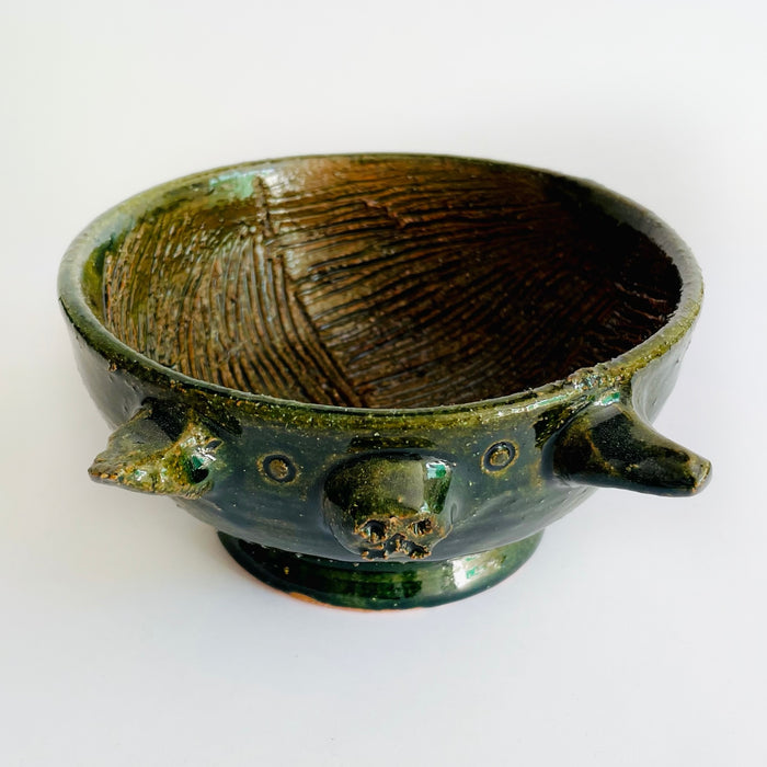 Mini Green Glazed Clay Mortar & Salsa Bowl - Piglet