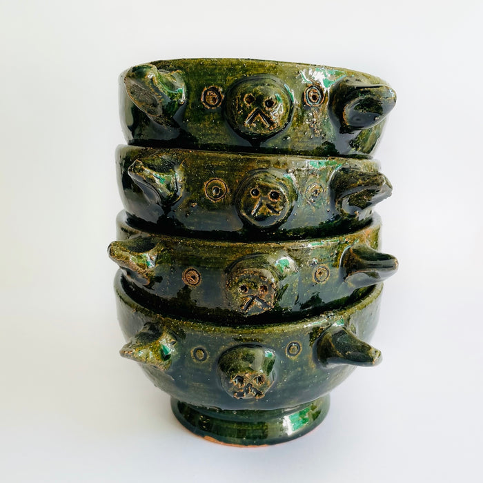 Mini Green Glazed Clay Mortar & Salsa Bowl - Piglet