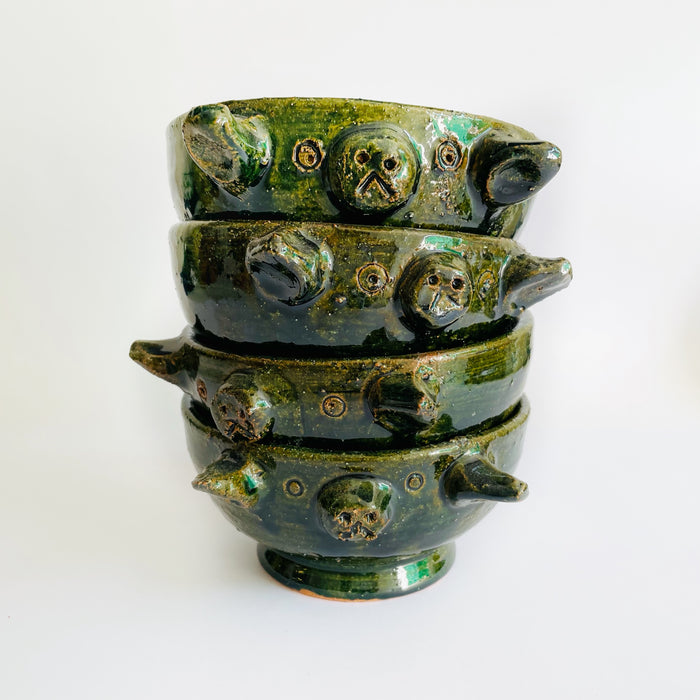 Mini Green Glazed Clay Mortar & Salsa Bowl - Piglet