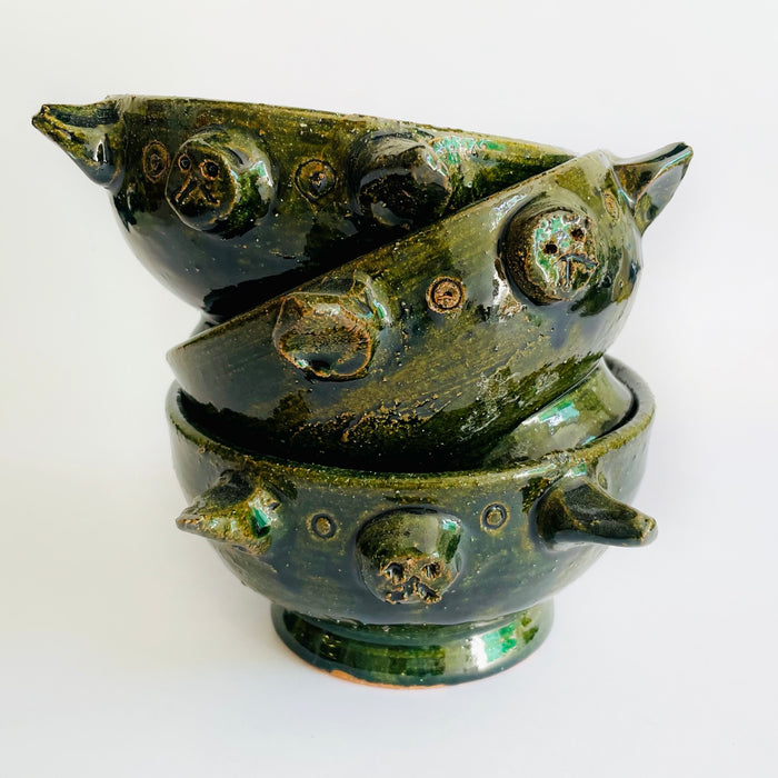 Mini Green Glazed Clay Mortar & Salsa Bowl - Piglet