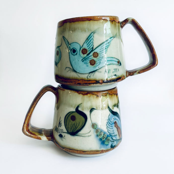 Tonalá Stoneware Mugs - Blue Birds - Set of 2