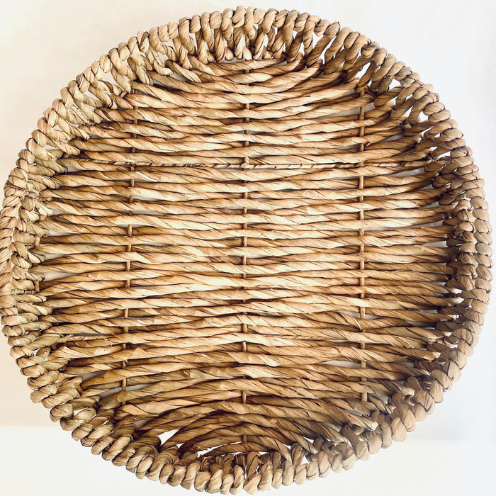 Woven Round Bulrush Fiber Trays - Set of 3