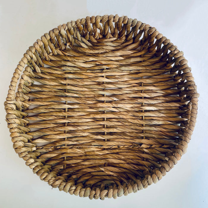 Woven Round Bulrush Fiber Trays - Set of 3
