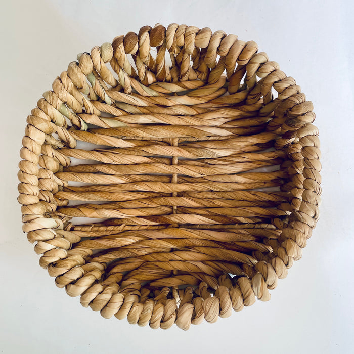 Woven Round Bulrush Fiber Trays - Set of 3