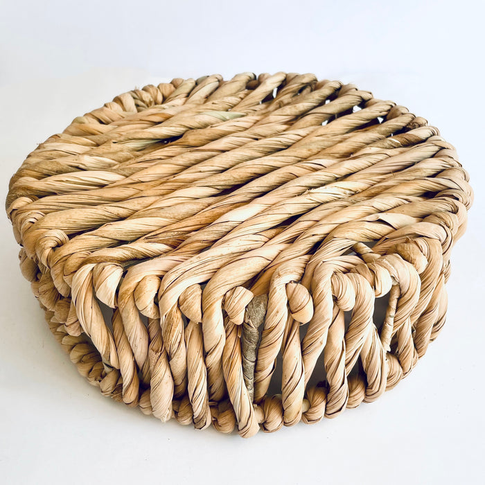 Woven Round Bulrush Fiber Trays - Set of 3