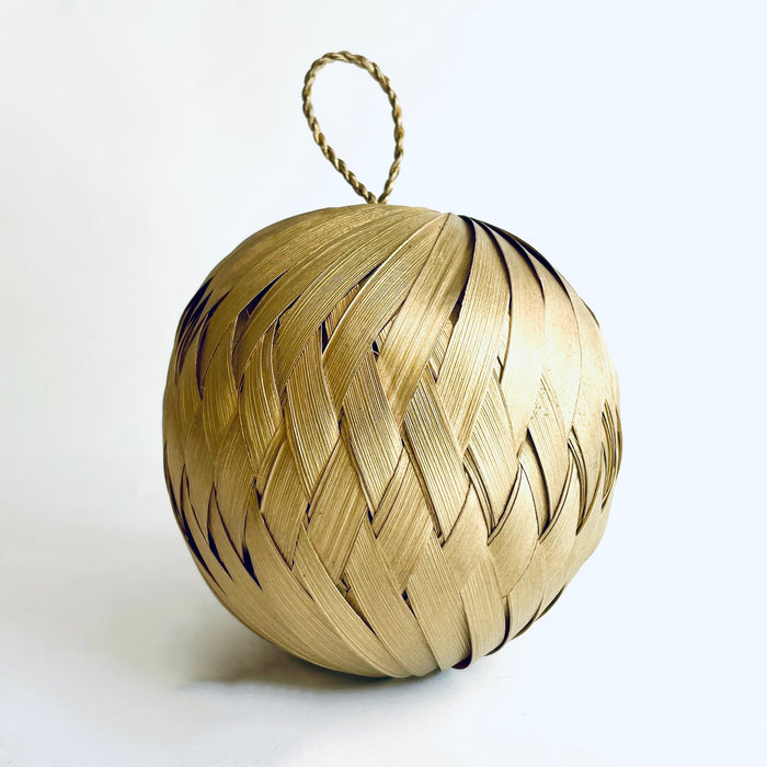 Palm Fiber Ornamental Sphere - Gold