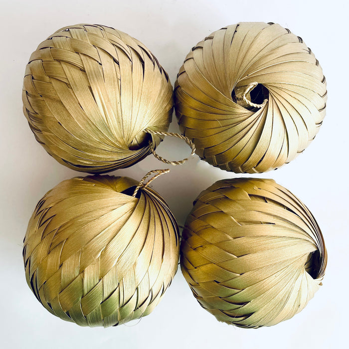 Palm Fiber Ornamental Sphere - Gold