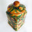 Hand-Painted Mayolica Cookie Jar - Yellow with Pomegranates