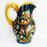 Hand-Painted Mayolica Pitcher - Black with Floral Motifs