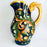 Hand-Painted Mayolica Pitcher - Black with Floral Motifs
