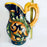 Hand-Painted Mayolica Pitcher - Black with Floral Motifs