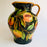 Hand-Painted Mayolica Pitcher - Black with Pomegranates