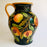 Hand-Painted Mayolica Pitcher - Black with Pomegranates