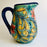 Hand-Painted Mayolica Tear Shaped Pitcher - Blue with Flowers