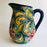 Hand-Painted Mayolica Tear Shaped Pitcher - Blue with Flowers