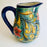 Hand-Painted Mayolica Tear Shaped Pitcher - Blue with Flowers