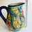 Hand-Painted Mayolica Tear Shaped Pitcher - Blue with Flowers