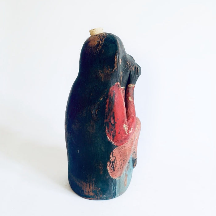 Painted Clay Monkey Mezcal Bottle - Chango Mezcalero - Medium - Pañuelito Amarillo