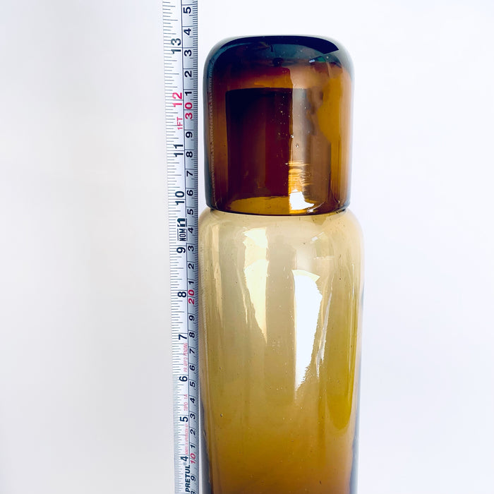 Blown Glass Water Carafe & Glass - Large - Cylindrical - Amber
