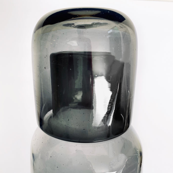 Blown Glass Water Carafe & Glass - Large - Cylindrical - Smoke